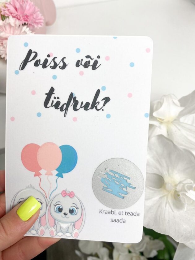 Poiss või tüdruk – Gender reveal kaardid kraabitava vastusega – toote pilt