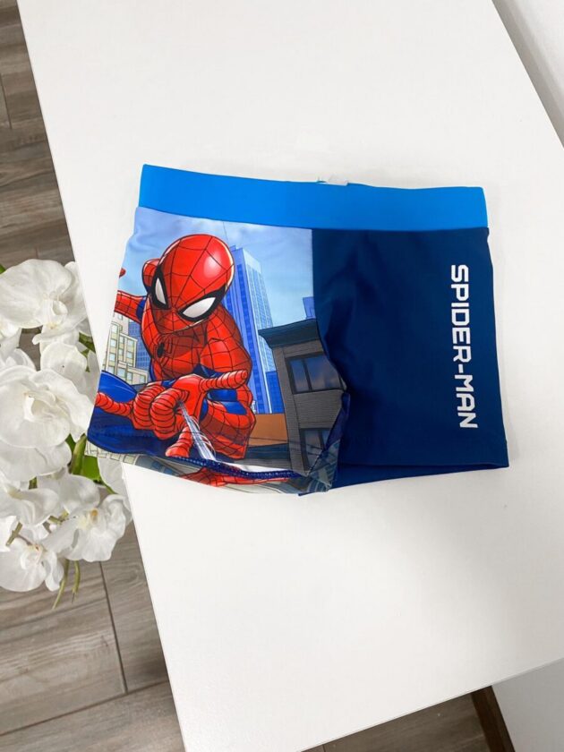 Ämblikmehega tumesinised ujumispüksid poistele, Marvel Spider-Man disainiga laste ujumisriietus.