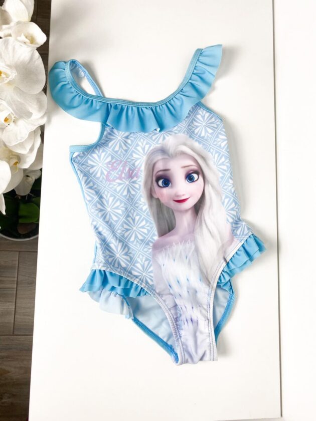 Frozen Elsa helesinine trikoo tüdrukutele, Disney disainiga mugav ja veniv laste ujumisriietus.