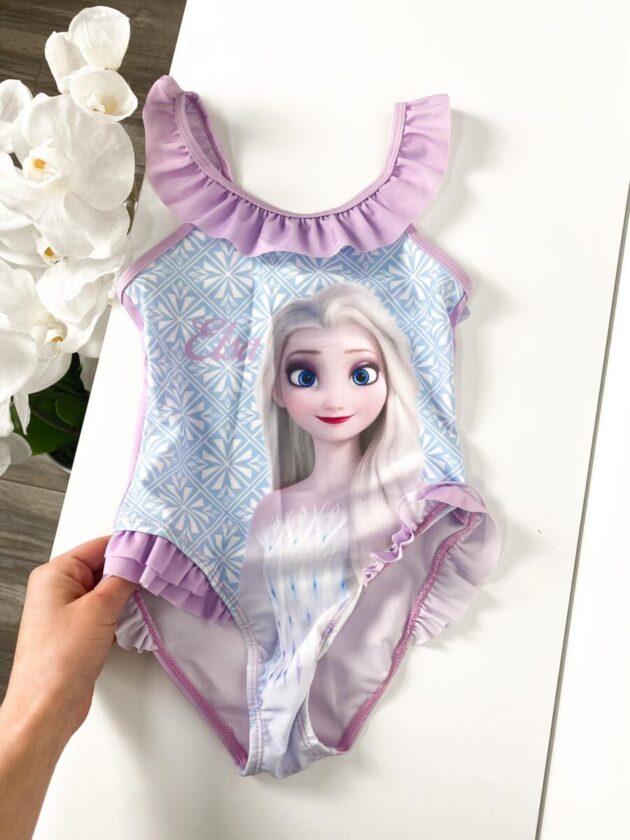 Frozen Elsa heleroosa trikoo tüdrukutele, Disney Elsa kujutisega ujumisriietus, ideaalne rannaks ja ujumiseks.
