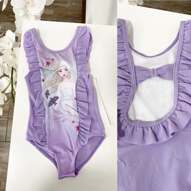 Lilla Elsa trikoo tüdrukutele, Disney Frozen teemaline ujumisriietus mugavast ja venivast materjalist.