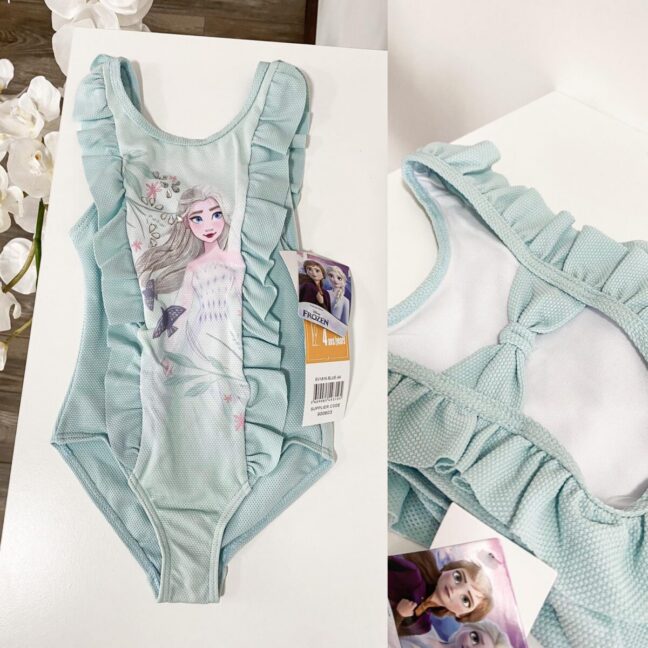 Roheline Elsa trikoo tüdrukutele, Disney Frozen tegelaskujuga, mugav ja veniv laste ujumisriietus.