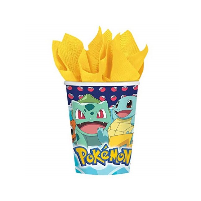Pokémon teemalised ühekordsed joogitopsid, ideaalsed laste sünnipäevadeks ja teemapidudeks.