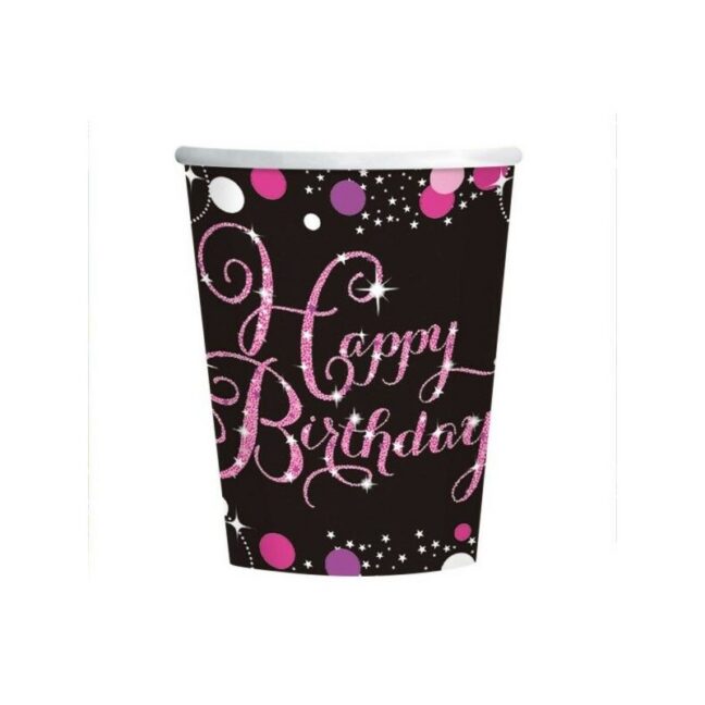 Happy Birthday disainiga ühekordsed joogitopsid, ideaalsed sünnipäevade ja pidulike sündmuste jaoks.