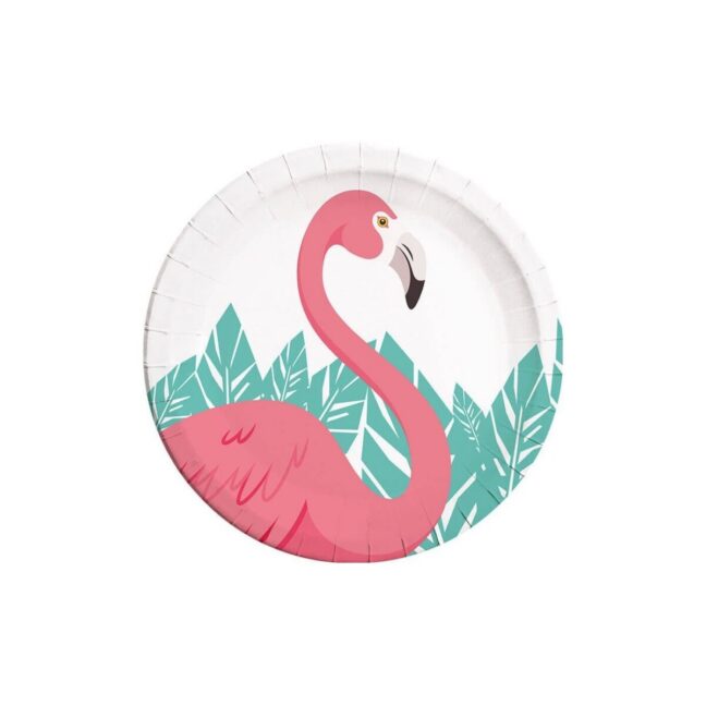 Flamingo teemalised pabertaldrikud, ideaalsed suvepidude, sünnipäevade ja troopiliste ürituste jaoks.