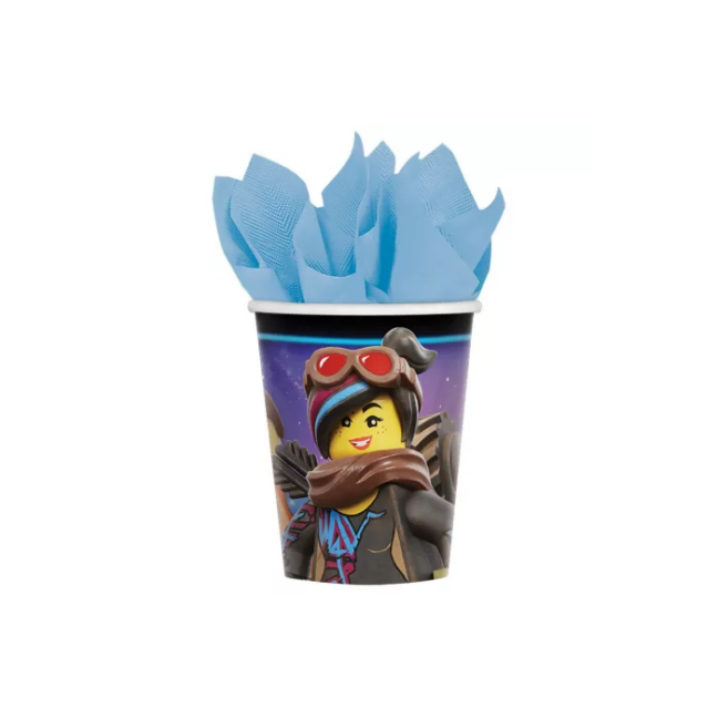 LEGO Movie teemalised ühekordsed joogitopsid, ideaalsed laste sünnipäevadeks ja teemapidudeks.