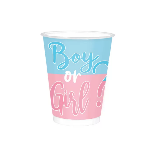 Boy or Girl joogitopsid 250ml – stiilsed ühekordsed joogitopsid beebipeo jaoks.