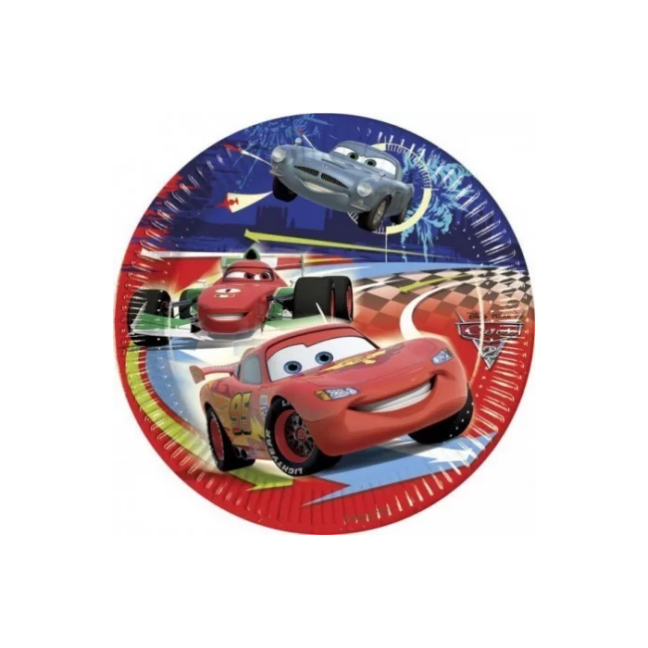 Cars II teemalised ühekordsed pabertaldrikud, ideaalsed laste sünnipäevadeks ja teemapidudeks.