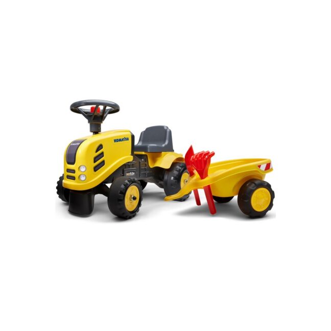 new holland kollane tõukeauto koos käruga