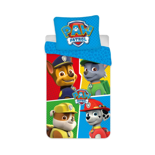 Värviline Paw Patroli voodipesukomplekt Chase'i, Rocky, Rubble'i ja Marshalliga