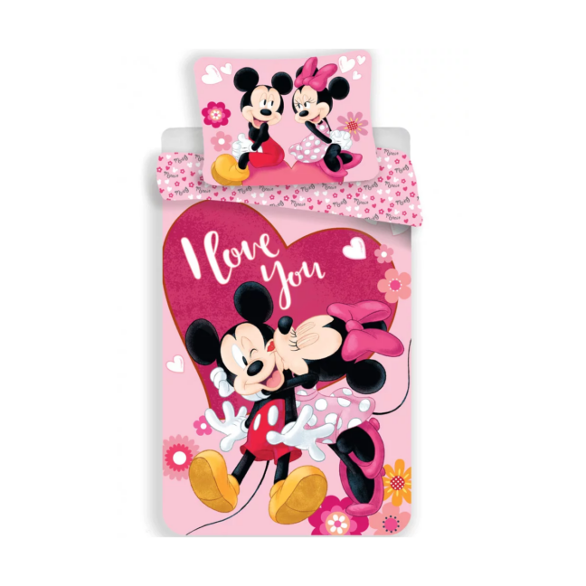 Minni ja Miki „I Love You“ kujundusega voodipesukomplekt