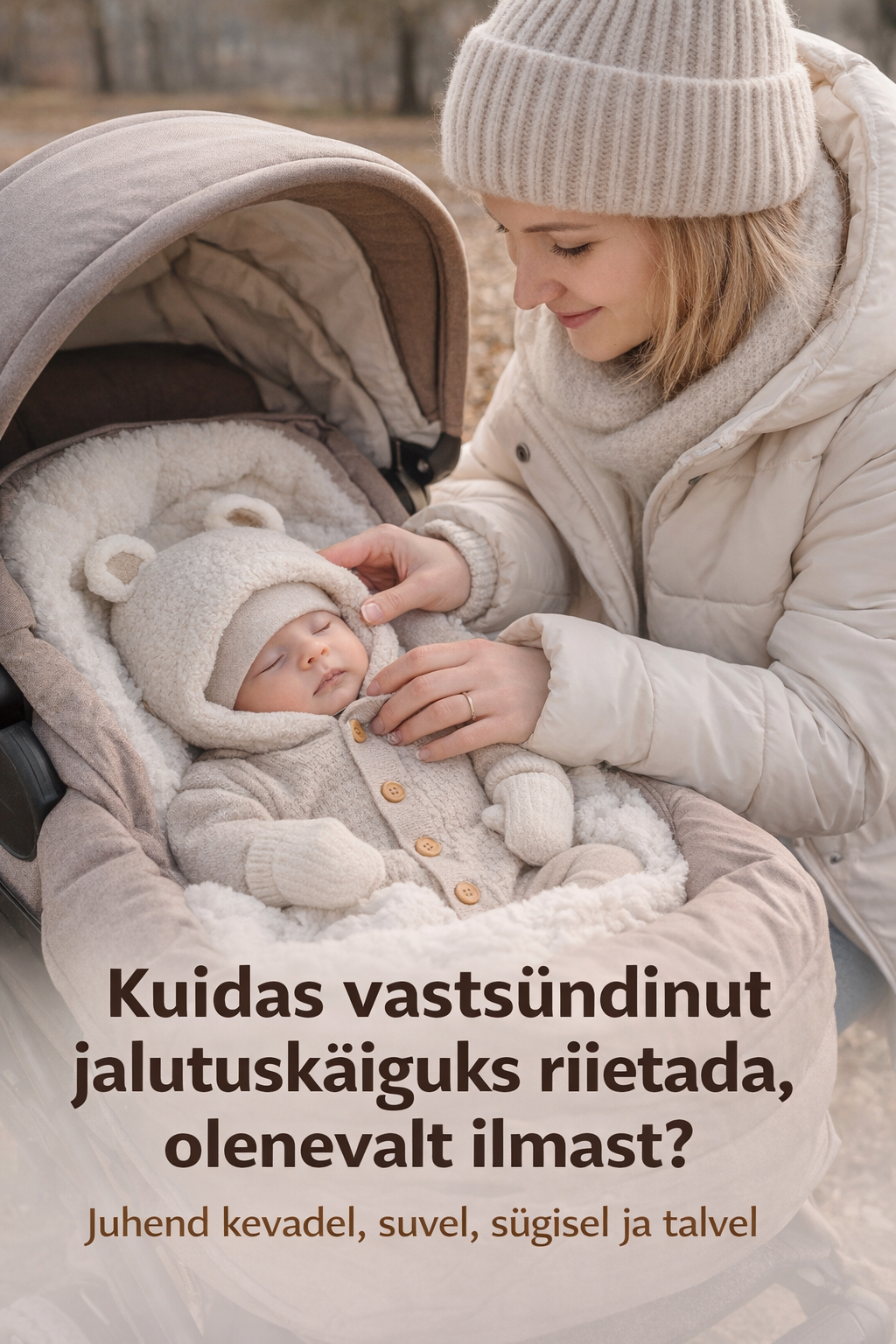 vastsündinu riietamine jalutuskäiguks lapsevankris