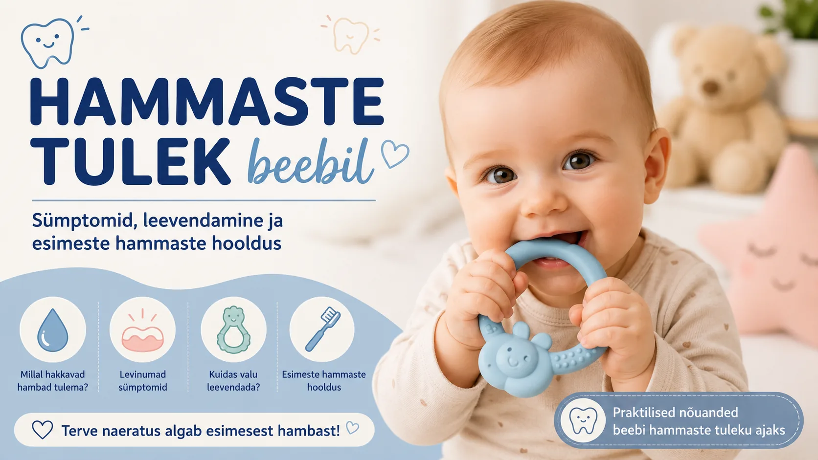 Beebi närib hammaste tuleku ajal jahutatud närimisrõngast