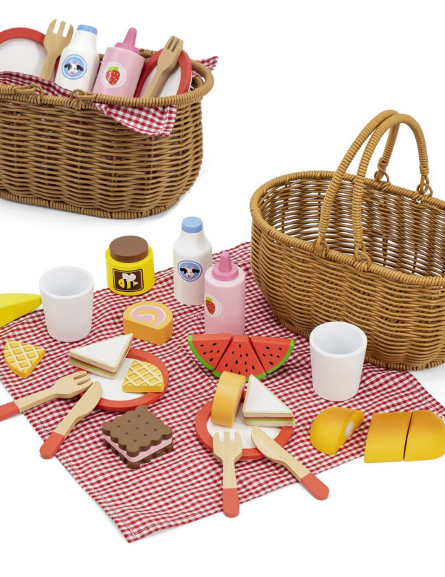 Viga Toys puidust piknikukomplekt 30 osa – toote üldvaade