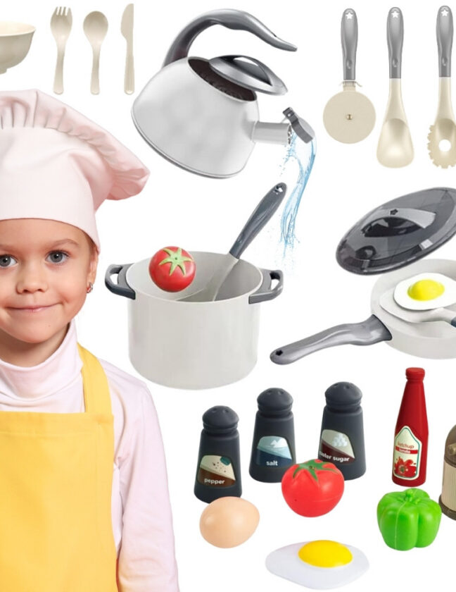 Woopie Little Chef pottide, panni ja veekeetja komplekt White 32 osa – toote üldvaade