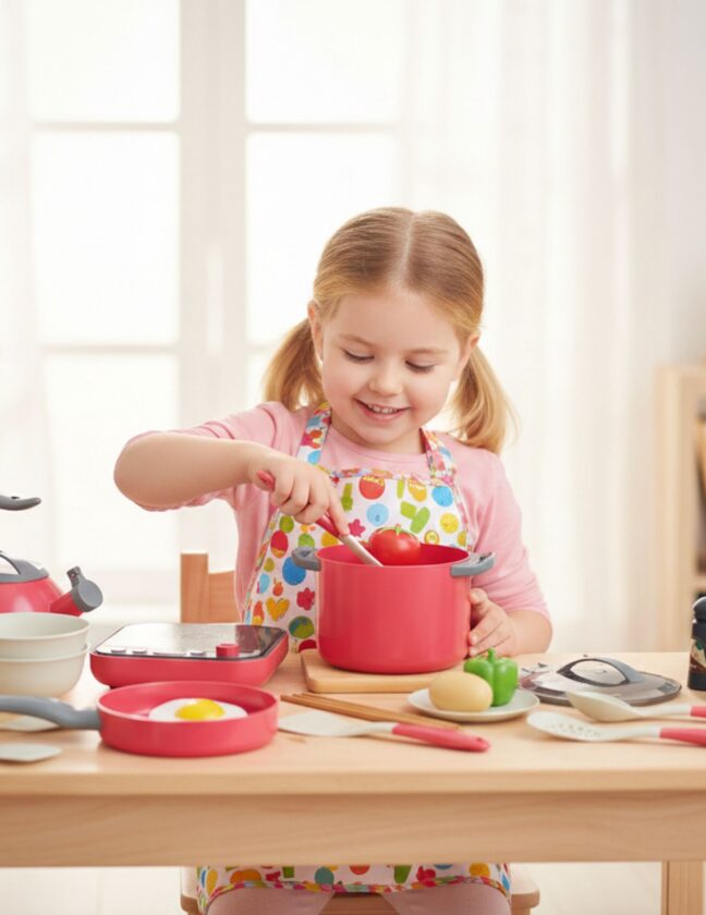Woopie Little Chef induktsiooniga pottide, panni ja veekeetja komplekt Pink 30 osa – toote detailvaade