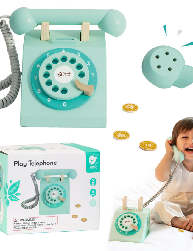 Classic World WORLD puidust telefon lastele 4 osa – toote üldvaade