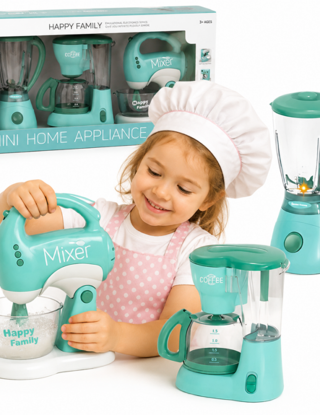 Woopie 3-in-1 laste kodumasinate komplekt: Mixer, Blender, Kitchen Robot – toote üldvaade