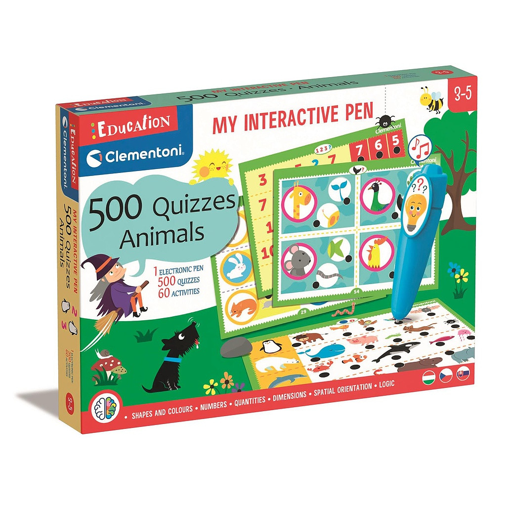 Animals Education interaktiivse pliiatsiga õppemäng with 500 Quizzes by Clementoni – tootepilt
