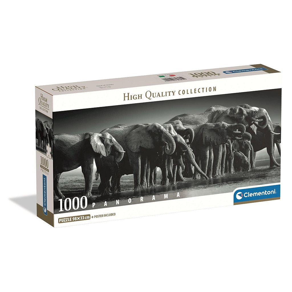 Animals Herd of Giants Elephant 1000-osaline panoramic Compact pusle Clementoni – tootepilt