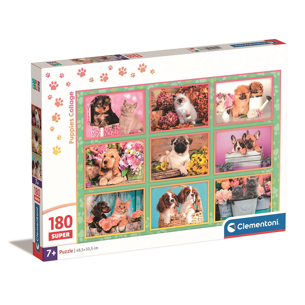 Animals Puppies Collage 180-osaline Clementoni pusle – tootepilt