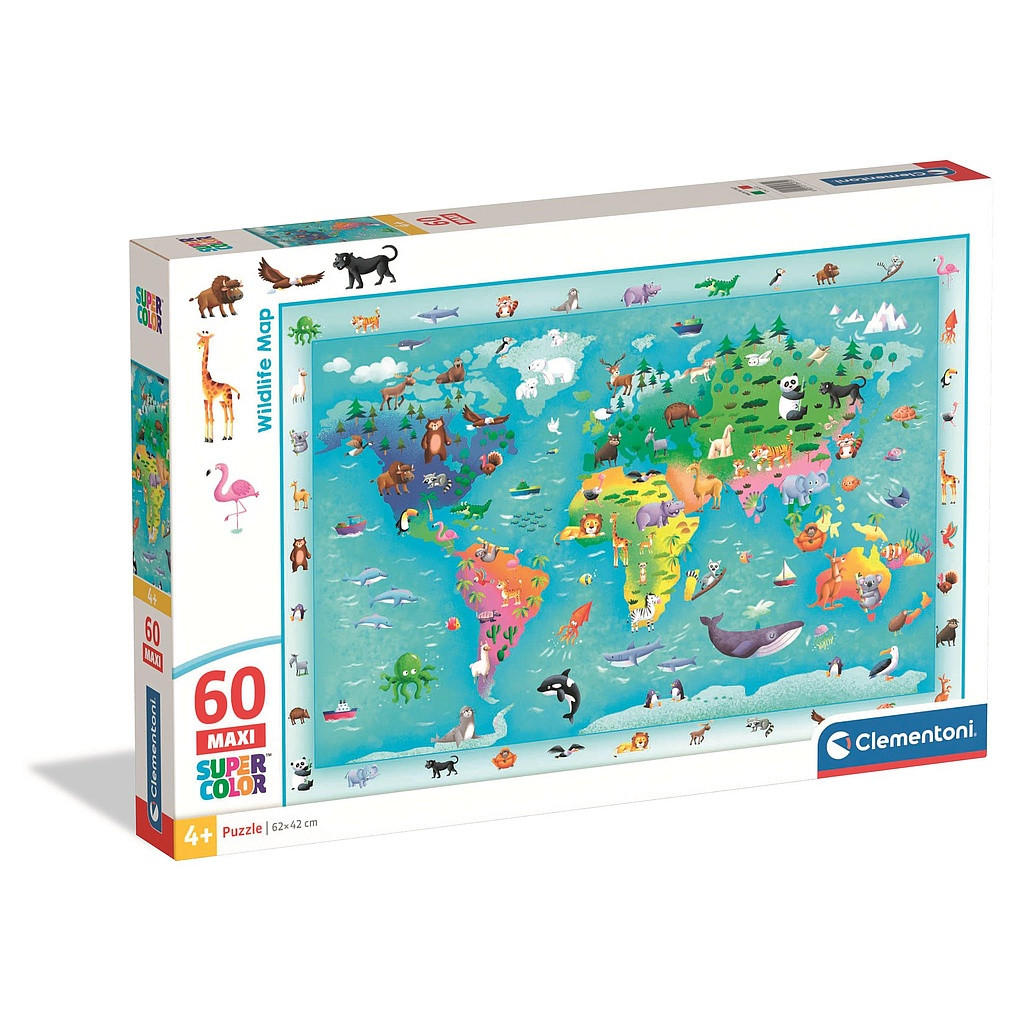 Animals Wildlife Map 60-osaline maxi pusle Clementoni – tootepilt