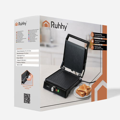 Avatav elektriline kontaktgrill temperatuuri reguleerimisega, 2000 W