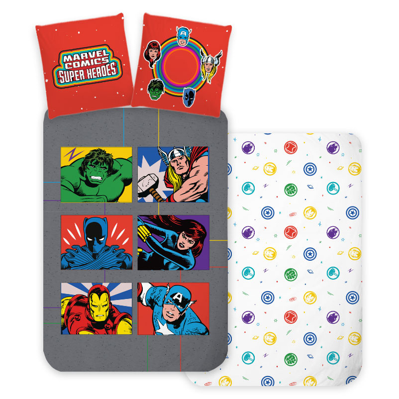 Avengers Symbols children's voodipesukomplekt 100x135 cm, 40x60 cm – tootepilt