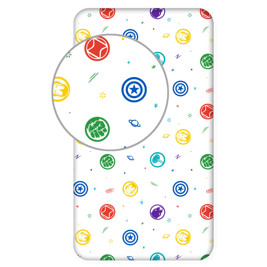 Avengers Symbols kummiga voodilina 90x200 cm – tootepilt