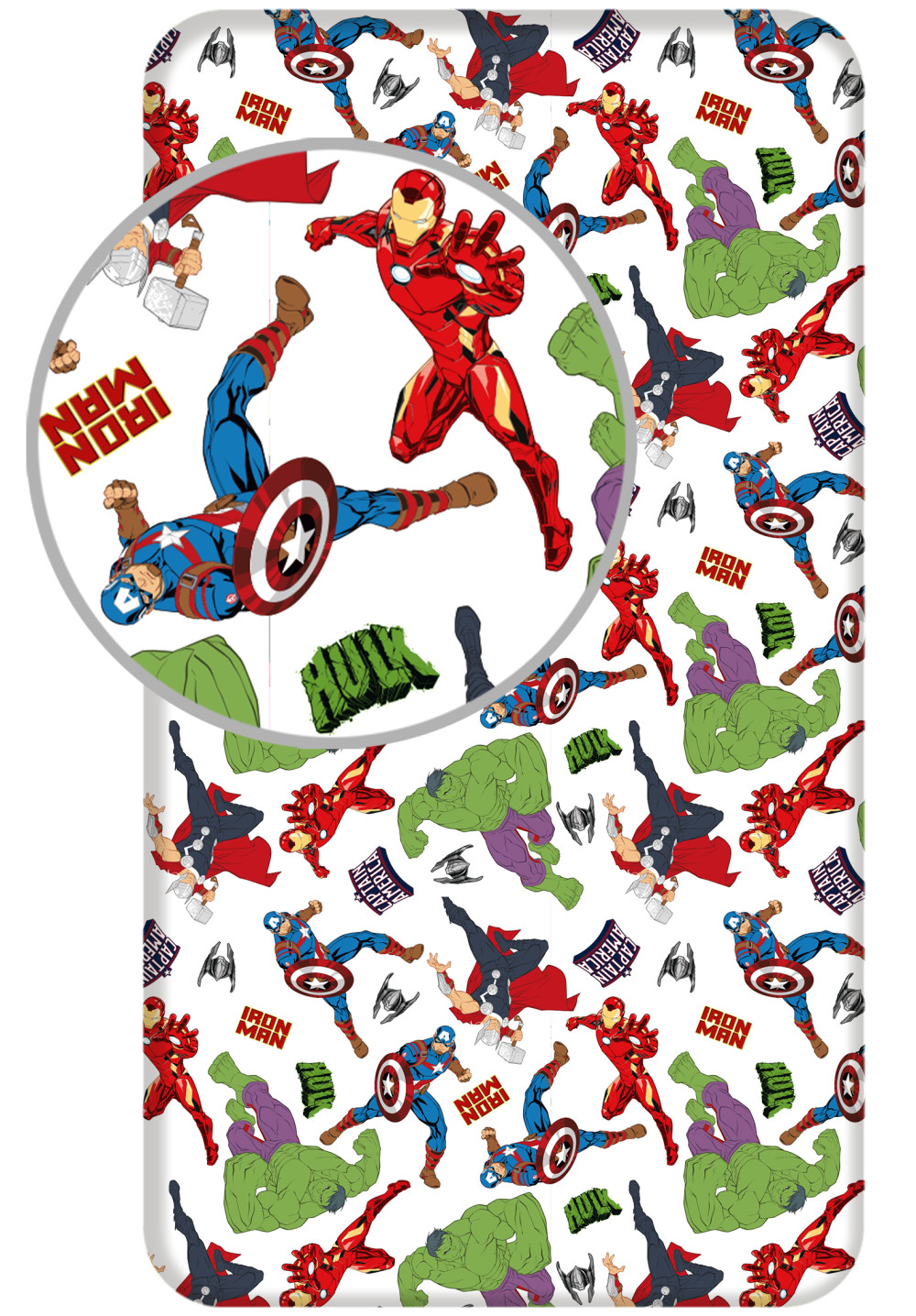 Avengers White kummiga voodilina 90x200 cm – tootepilt