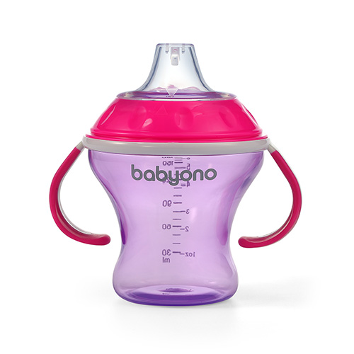 BabyOno tilkumiskindel joogitass – roosa eestvaade
