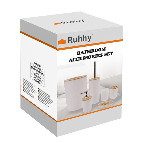 Bambusdetailidega vannitoatarvikute komplekt, 6 osa