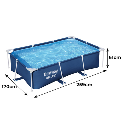 Bestway Steel Pro 56403 ristkülikukujuline karkassbassein, 259 × 170 × 61 cm