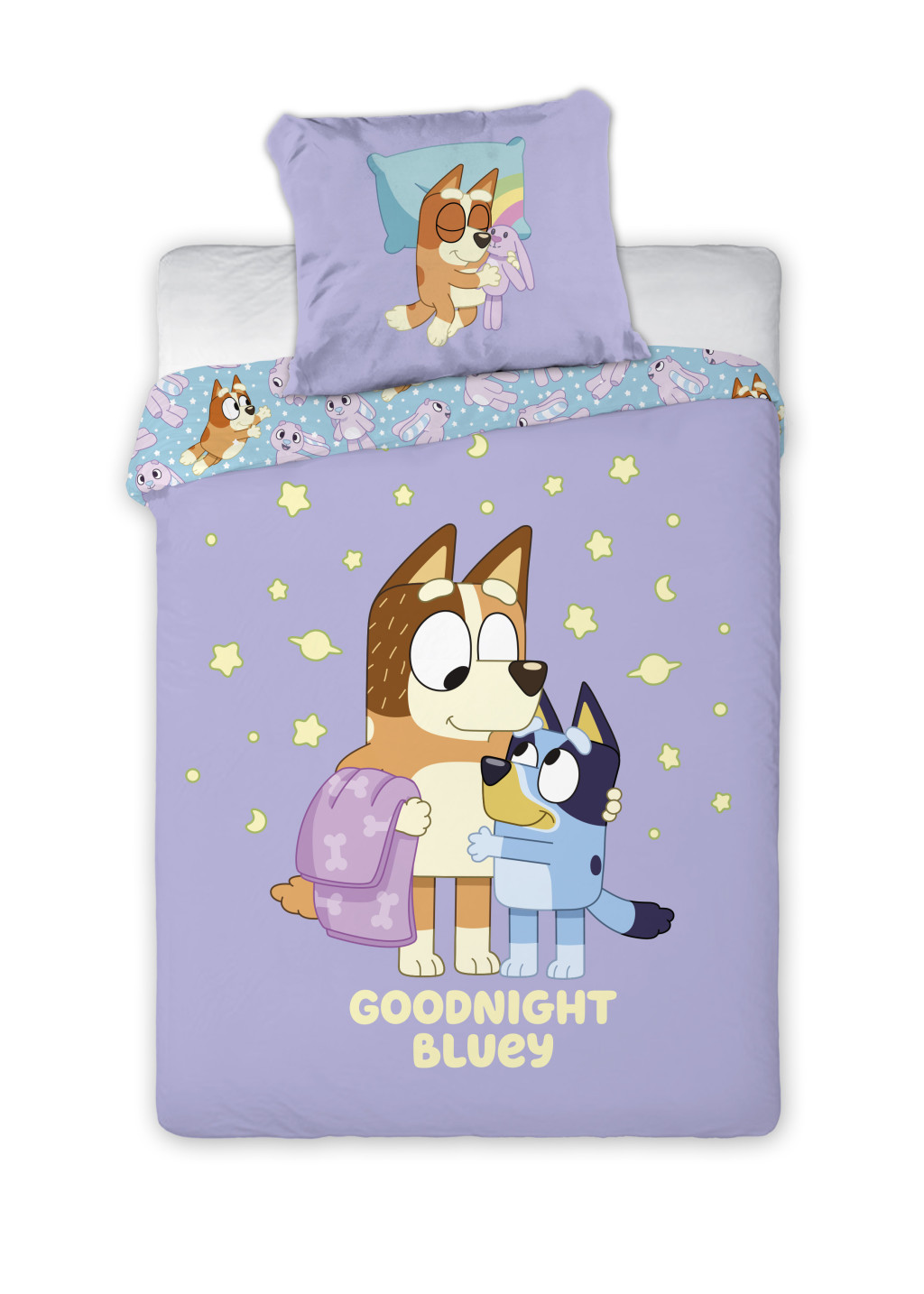 Bluey Goodnight children's voodipesukomplekt 100x135cm, 40x60 cm – tootepilt