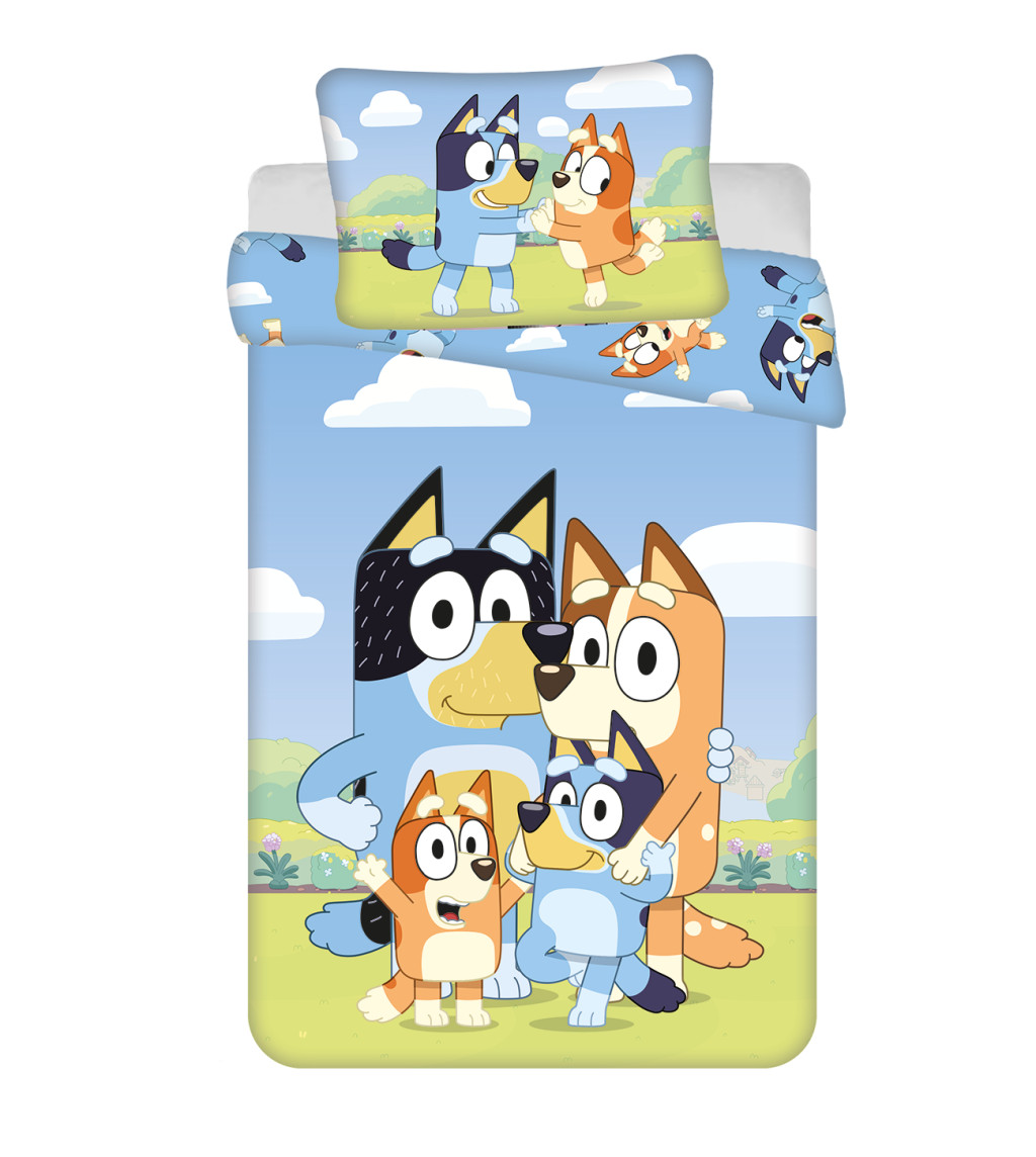 Bluey Happy Family children's voodipesukomplekt for kindergarten, 100x135cm, 40x60 cm – tootepilt
