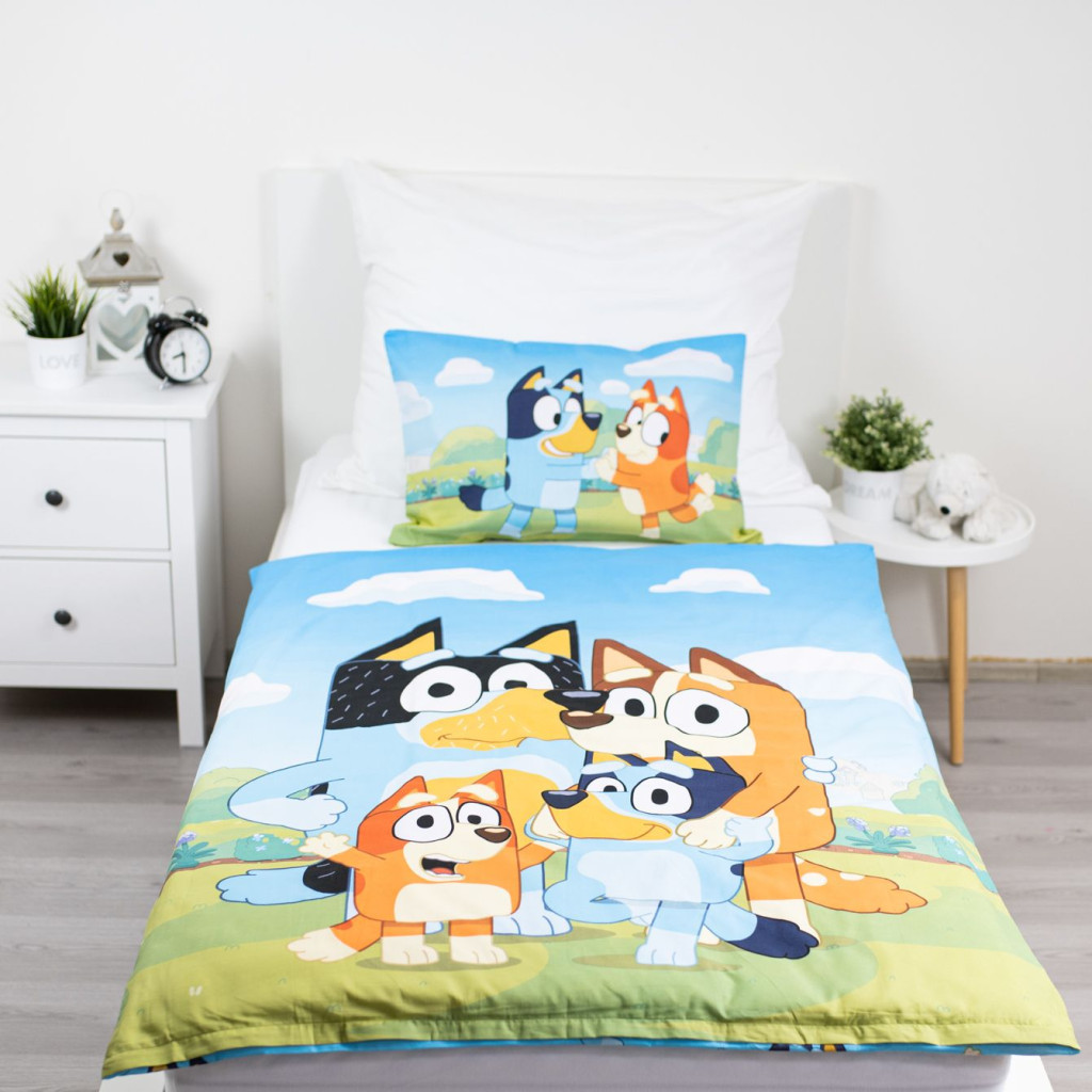 Bluey Happy Family children's voodipesukomplekt for kindergarten, 100x135cm, 40x60 cm – detailvaade 2