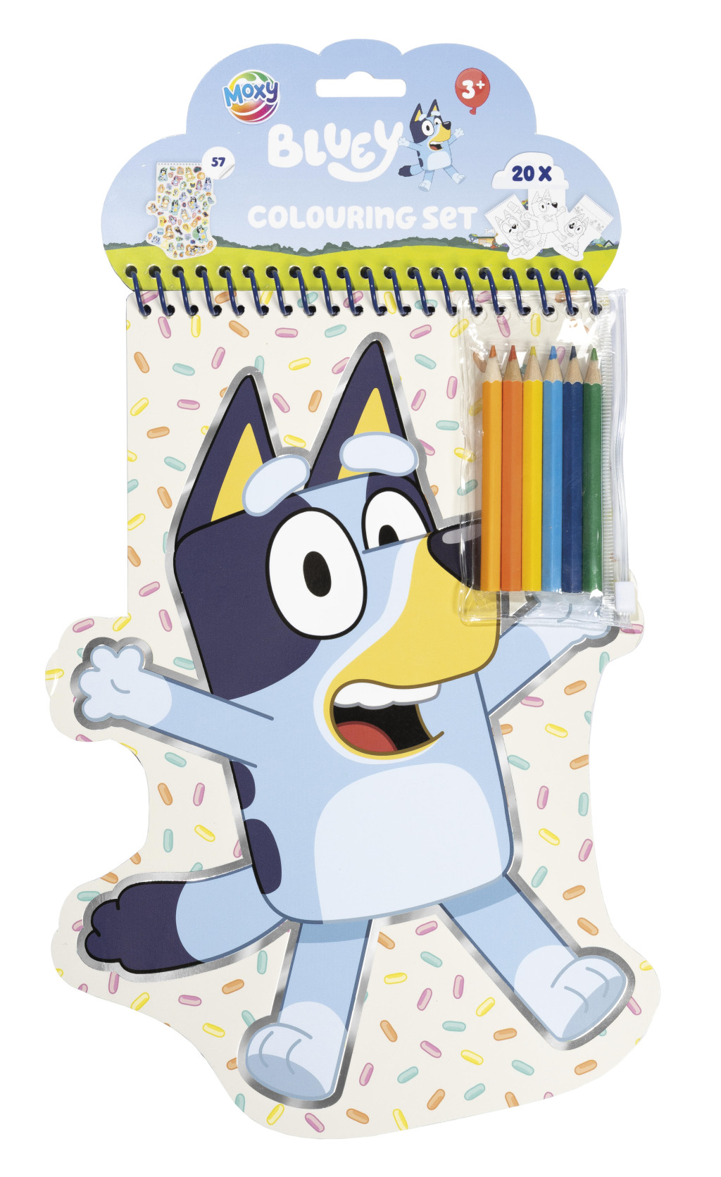 Bluey Happy shape värvimiskomplekt kleepsudega and colored pencils – tootepilt
