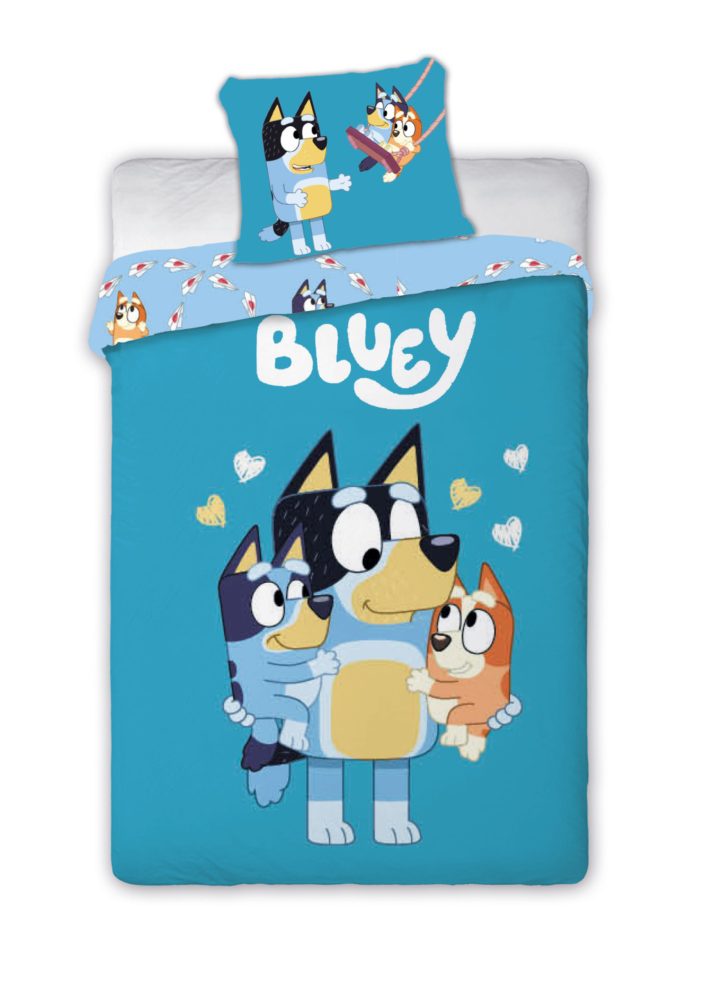 Bluey Loving Moments children's nursery voodipesukomplekt 100x135cm, 40x60 cm – tootepilt