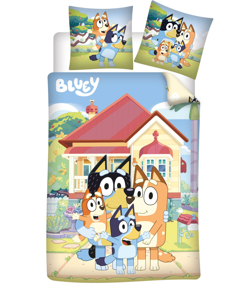 Bluey Neighborhood children's kindergarten voodipesukomplekt 100×135cm, 40×60 cm – tootepilt