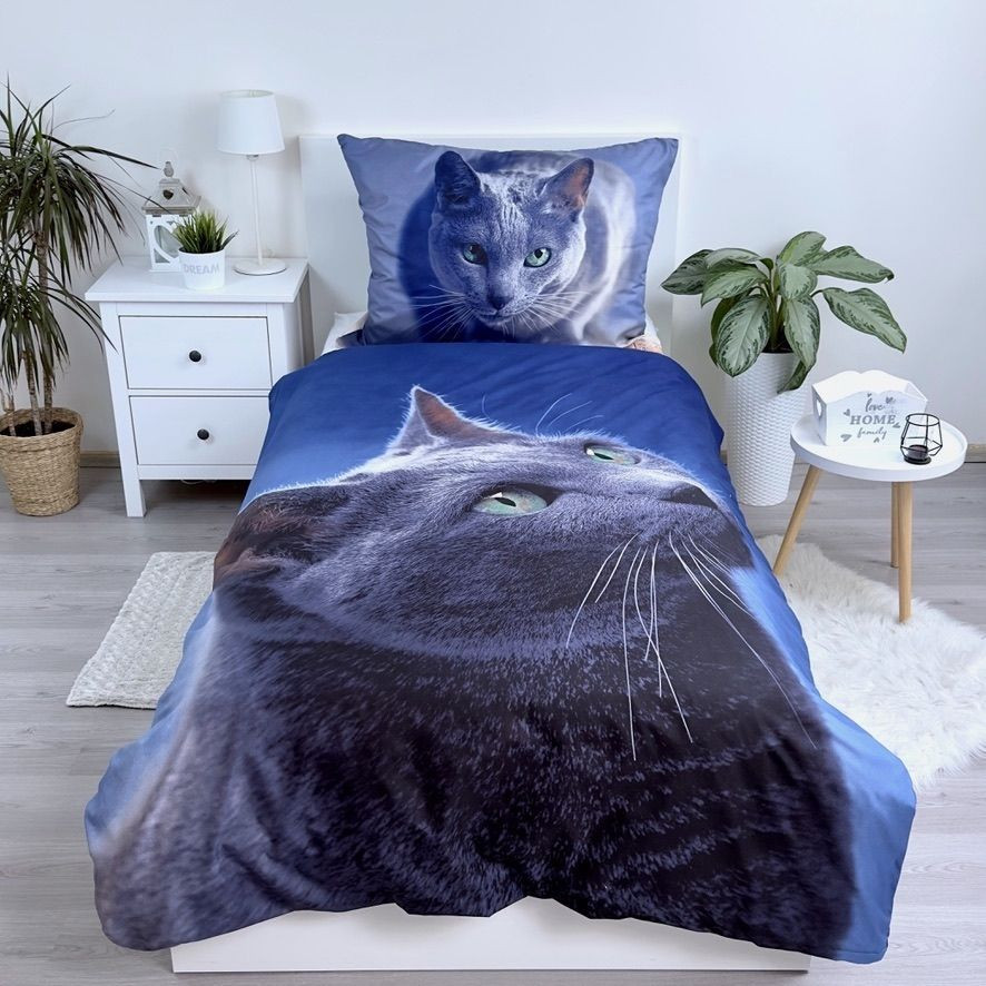 Cat Dark tekikott 140x200cm, 70x90 cm mikrokiud – detailvaade 2