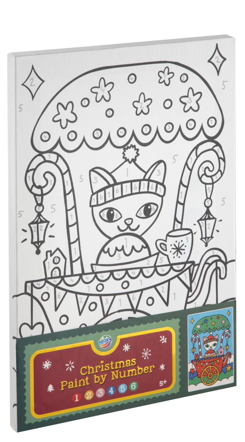 Christmas Festive Cat i numbrite järgi värvimise komplekt A4 – tootepilt