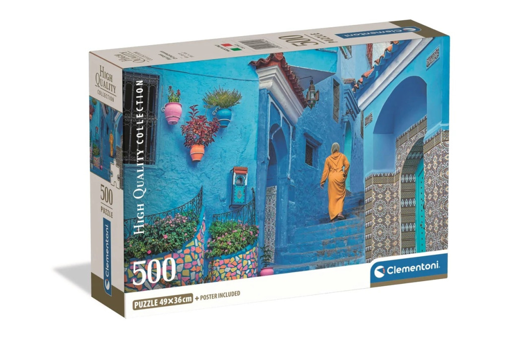 Cities Blue Street of Chefchaouen Morocco 500-osaline pusle Clementoni – tootepilt