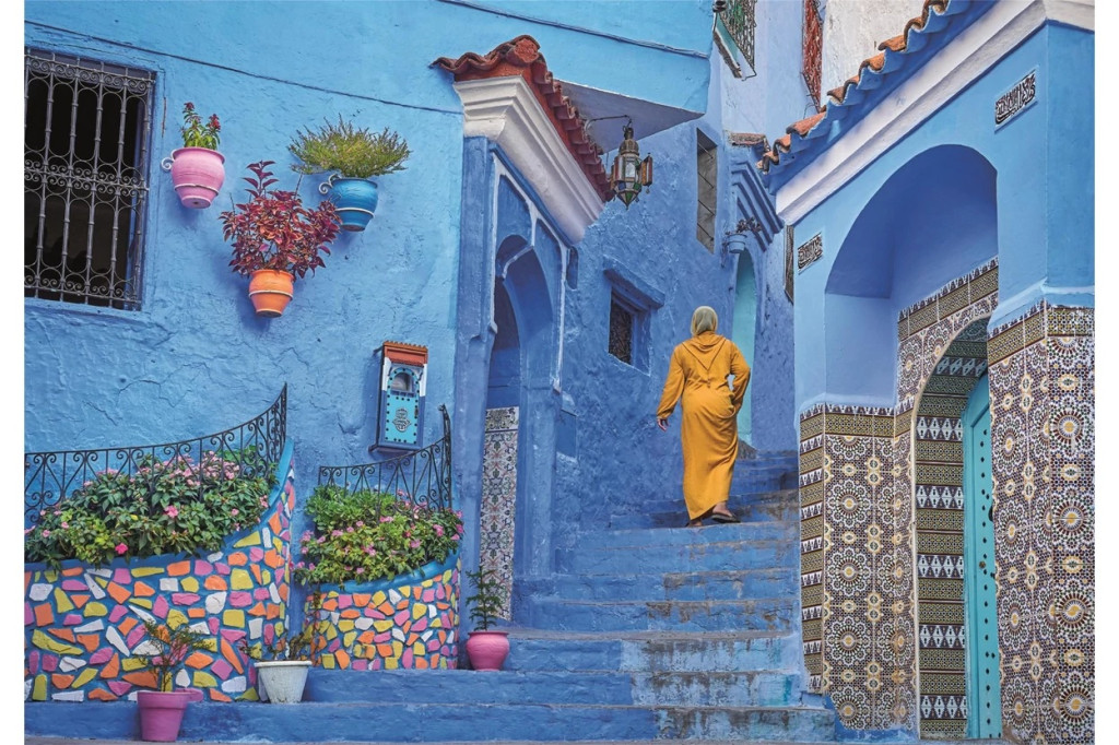 Cities Blue Street of Chefchaouen Morocco 500-osaline pusle Clementoni – detailvaade 2