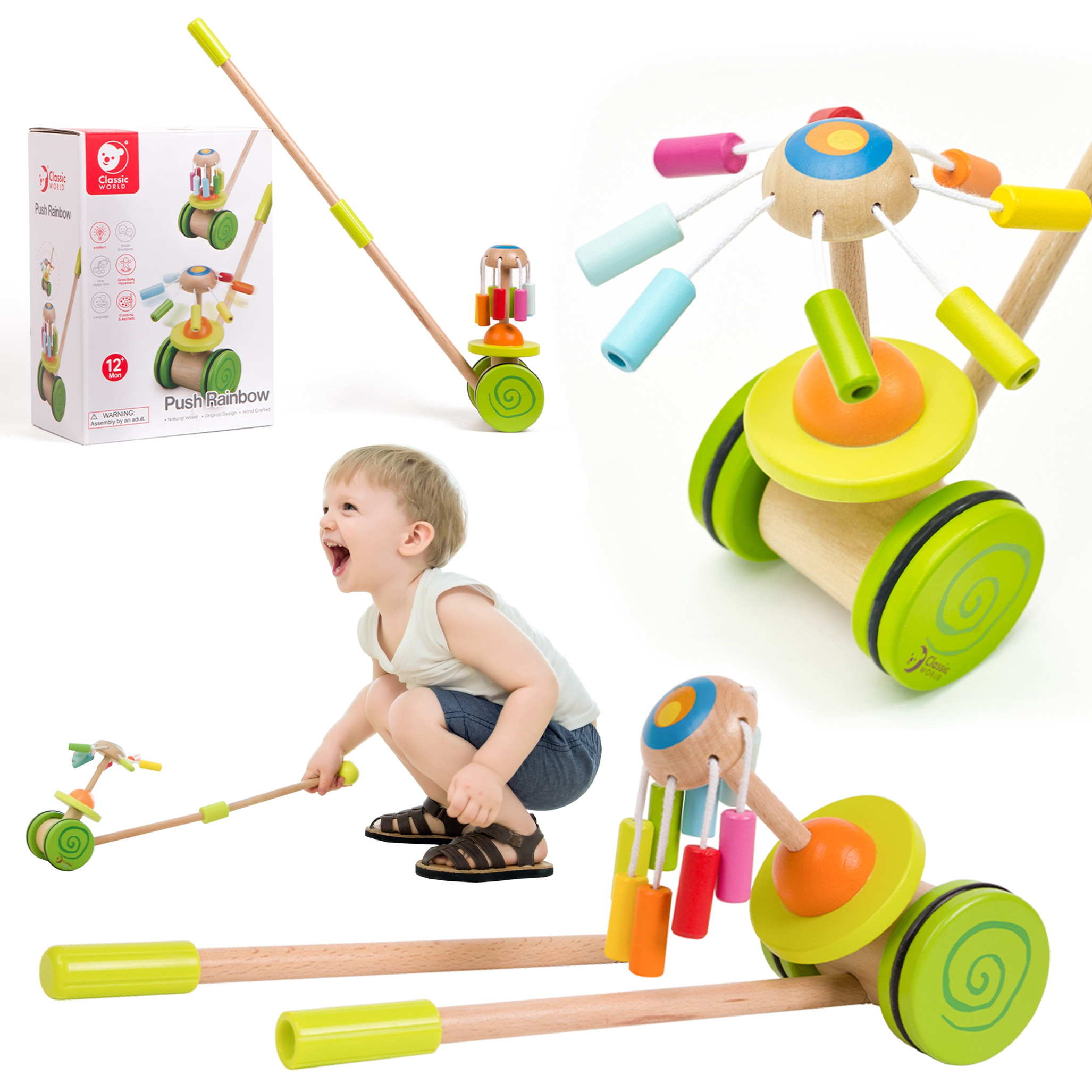lükatav stick carousel mäng – Puidust lükatav Stick Carousel lastele – arendav mäng lapsele