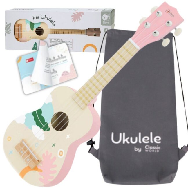 ukulele kitarr roosa mäng – Puidust ukulele ja kitarr lastele roosa – arendav mäng lapsele