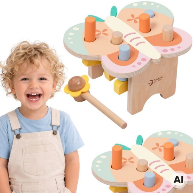 pastel liblikas haamer haamer – Montessori Pastel liblikas haamer koos haamer 8 tk – arendav mäng lapsele