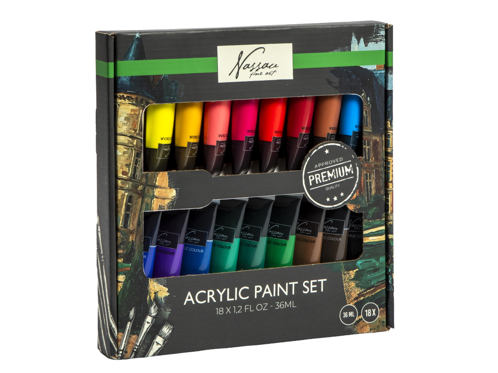 Colour Nassau 18-osaline akrüülvärvide komplekt – tootepilt