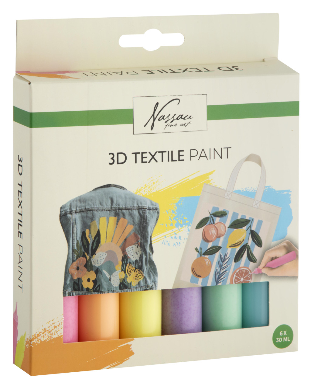 Colour Nassau 3D glitter textile paint set, 6-osaline – tootepilt