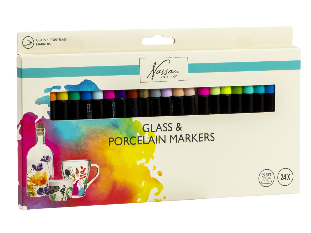 Colour Nassau glass and porcelain markerikomplekt, 24-osaline – tootepilt