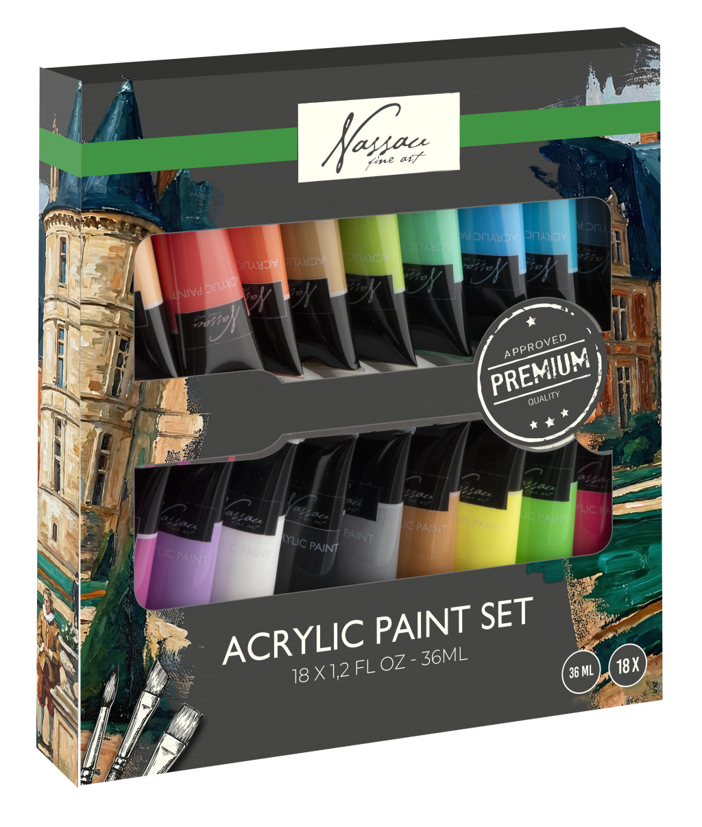 Colour Nassau Neon akrüülvärvide komplekt, 18-osaline – tootepilt